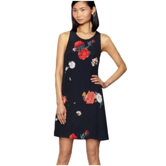 Alice + Olivia Womens Liz Dress Black Castaway Floral XS Summer Party Chiffon - Picture 1 of 16